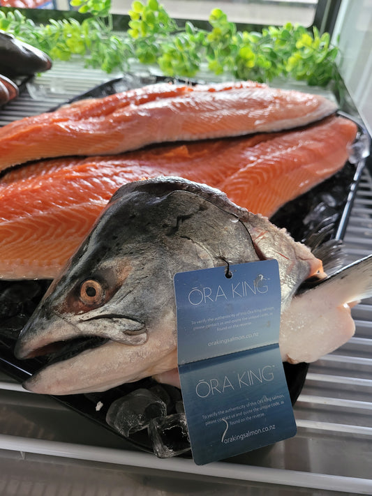 Fresh New Zealand Ōra King Salmon, Whole, per lb