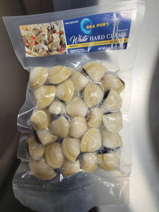 White Whole Cooked Clams 22-28ct, 1lb